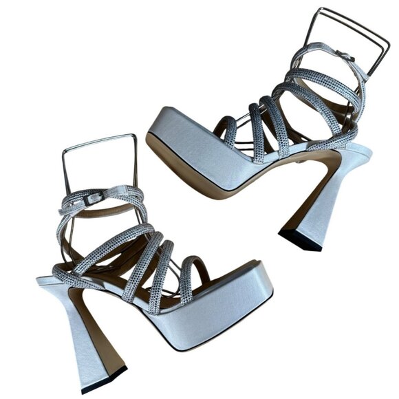 Mach & Mach Sydney 140MM Platform Sandals White Size 39.5 NIB - Picture 9 of 16